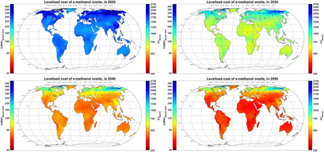 Energy & Enviro<i></i>nmental Science期刊论文分享：基于可变可再生能源电力的全球绿色甲醇生产潜力